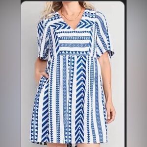 OLD NAVY Blue and White Patterned Dress